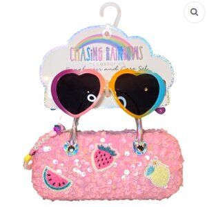 Chasing Rainbows Kids Heart Sunglasses & Sequin Case Set | Age 6+